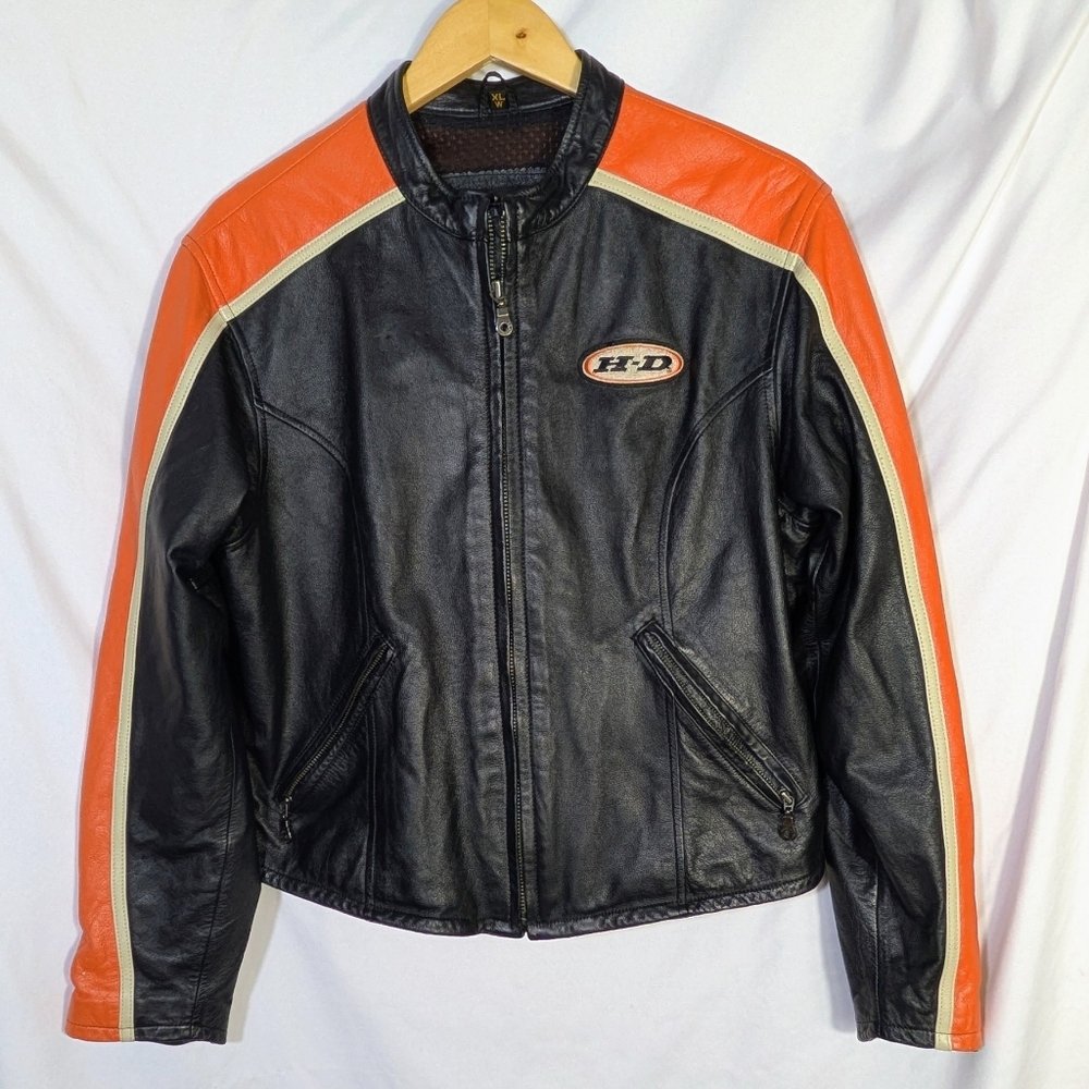 Women's Harley-Davidson Riding Leather Jacket, Moto, Fall, Bikercore,‎ Sz XL